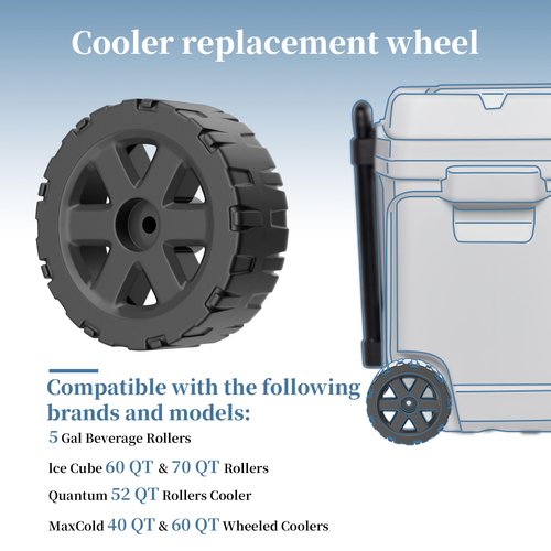 4-inch Black High-Strength Silent Wheels for cooler, Compatible with Igloo 5 Gal Beverage Rollers、Ice Cube 60/70 Qt Rollers coolers -2 Pack