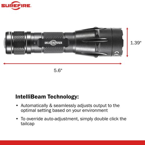 Sure Fire Fury Intellibeam 1500 Lumen Duel Fuel Tactical Flashlight, Bundle with 4 Extra 123A Batteries and Lightjunction Battery Case