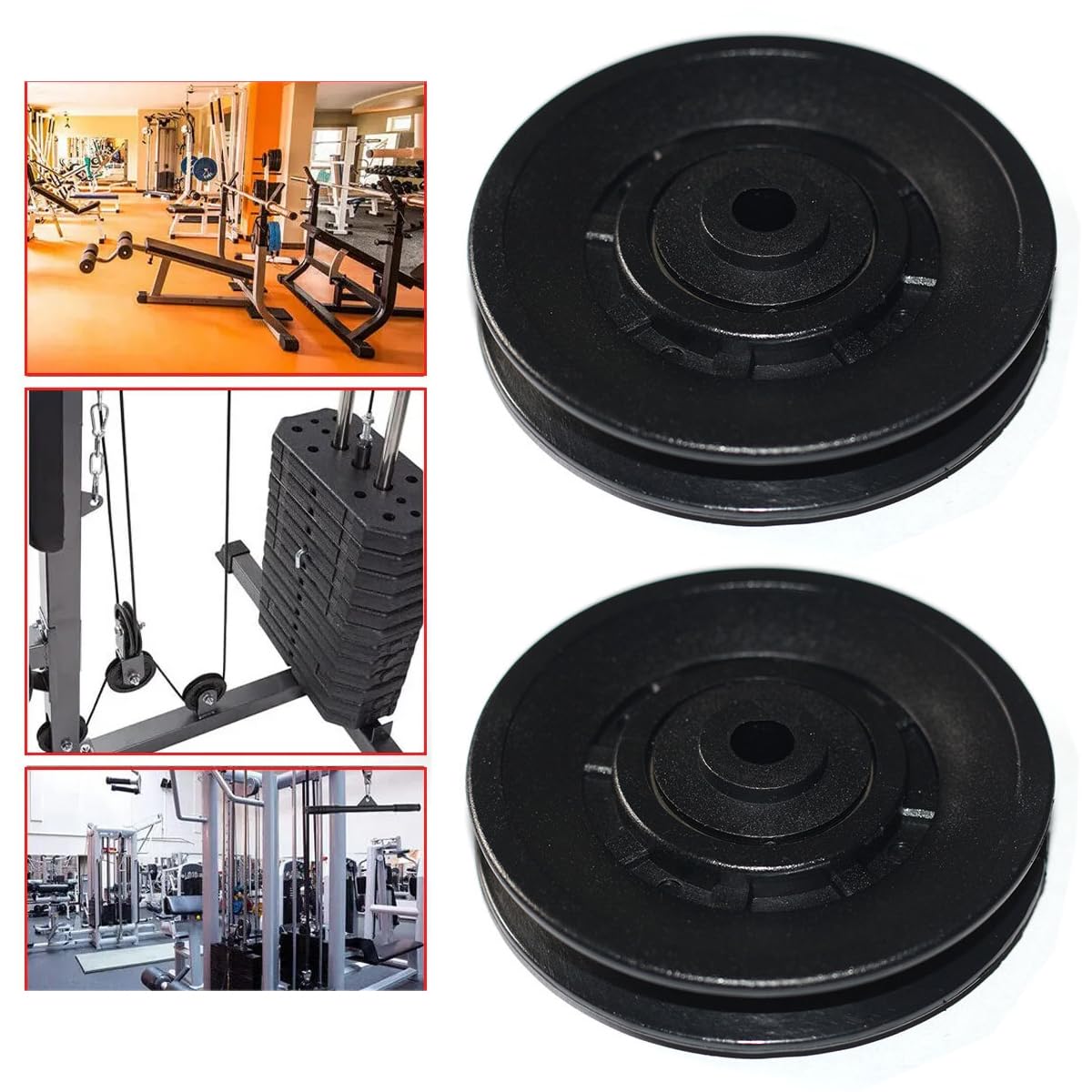 SquEqu 2 Pack Cable Pulley System Bearing Replacement Universal 70mm Wheel Roller for Fitness LAT and Lift Pull Down Cable Machine Attachments Exercise Gym Equipment Pulldown Biceps Curl Workout