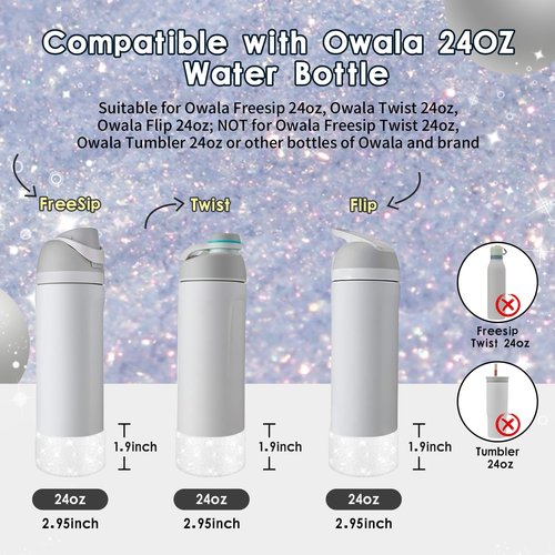 BKBY Protective Glitter Silicone Boot Compatible with Owala 24oz, Bling Cup Sleeve Bottom Bumper Cover (Translucence Dreamy Field, 24oz)
