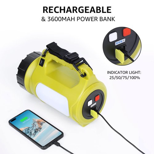 Lepro Bundle - Rechargeable LED Camping Lantern, 1000LM, 5 Light Modes, Power Bank, IPX4 Waterproof & LED Headlamp Rechargeable - Super Bright Head lamp with Motion Sensor 2 Packs