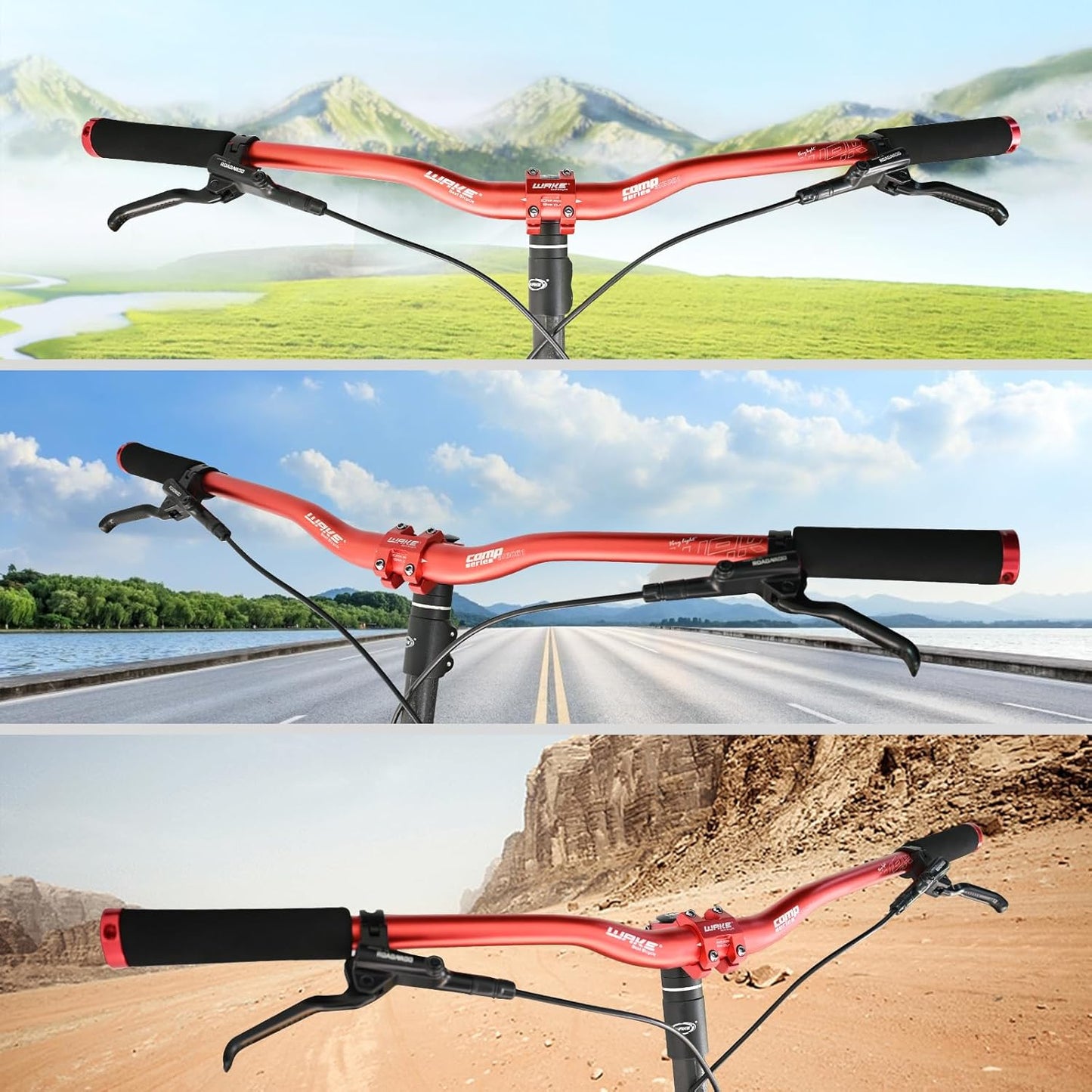 Wake Bicycle Handlebars 31.8 mm Mountain Bike Handlebar 720mm/780mm Aluminium Alloy MTB Handlebar Bicycle Riser Bars Extra Long Bicycle Handlebars for Downhill Cycling Racing