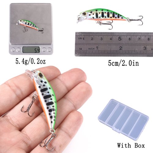 LURESMEOW Jerkbait Fishing Lures Jerk Baits for Bass Fishing Jerk Bait Minnow Lures with Tackle Box for Freshwater Saltwater,10pcs