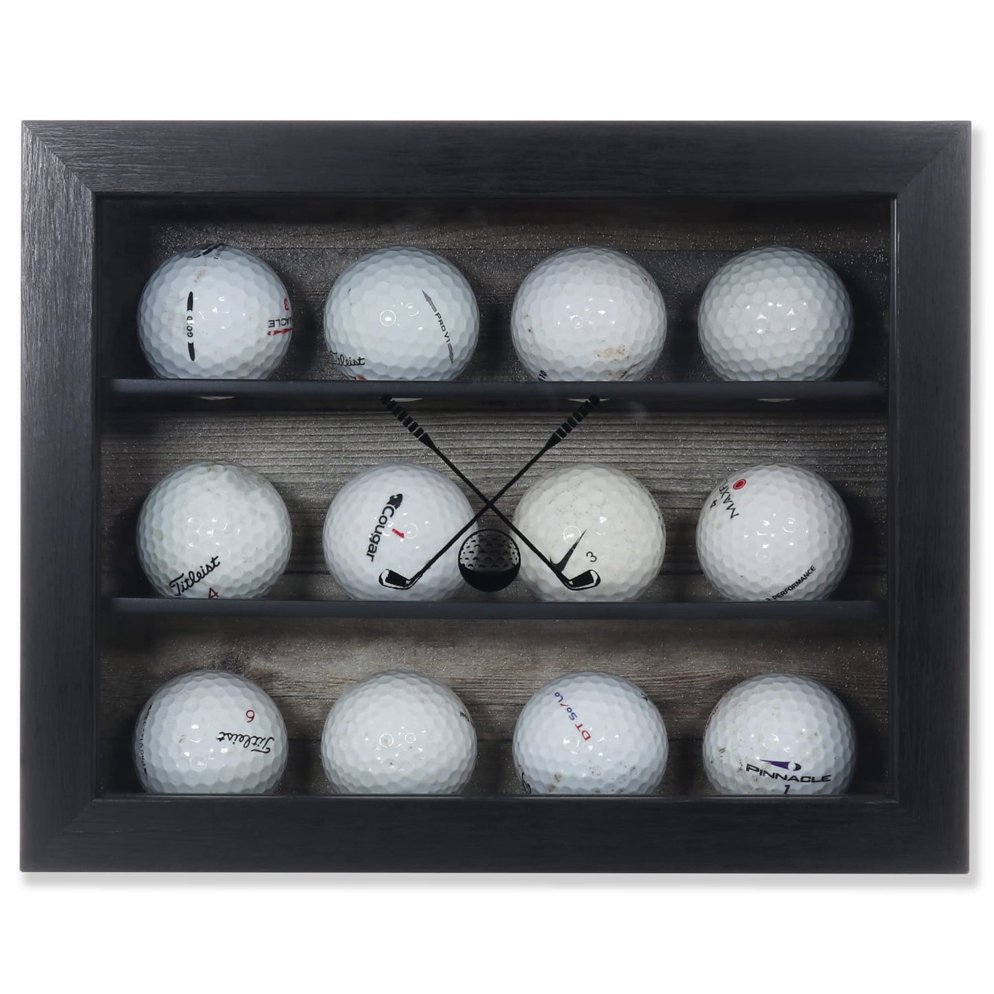 Lawrence Frames 8x10 Golf Ball Shadow Box Display Case - Holds 12 Golf Balls,Black
