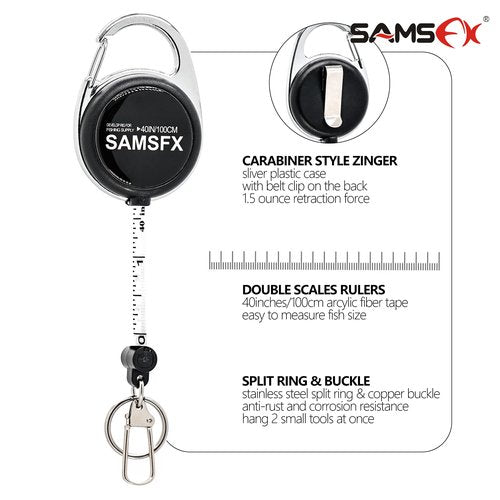 SAMSFX Tape Measure Fish Ruler 40Inch/1Meter Retractable Measuring Tape for Fish Measurement Dual Sided Fishing Equipment (3PCS in Pack)