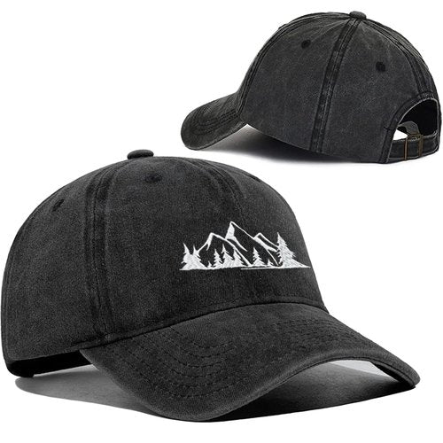 Mountain Hat for Men Women, Funny Adjustable Mountain Baseball Cap Embroidered Cotton Hiking Camping Explore Outdoor Cap Mountain Dad Hat