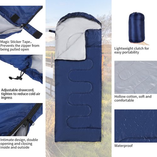 10 Pcs 0 Degree Camping Sleeping Bags Bulk for Adults Cold Weather Sleeping Bags 4 Season Warm Waterproof Lightweight with Compression Sack for Backpacking Hiking Travel Homeless(Navy)