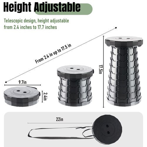 Doseno Upgraded Foldable Stool Thickened, Portable Collapsible Stool Retractable Stool for Fishing, Hiking Tours, BBQ, Parties, Outdoor Activities