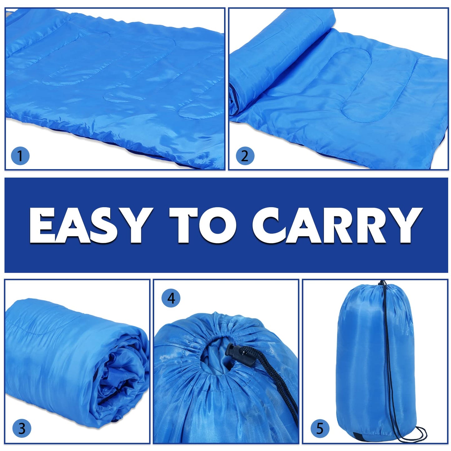 Junkin 12 Pcs Camping Sleeping Bag Bulk for Homeless 4 Seasons Cold Warm Weather Sleeping Bags Waterproof Lightweight with Compression Bag Camping Gear Equipment for Adults Backpacking Hiking