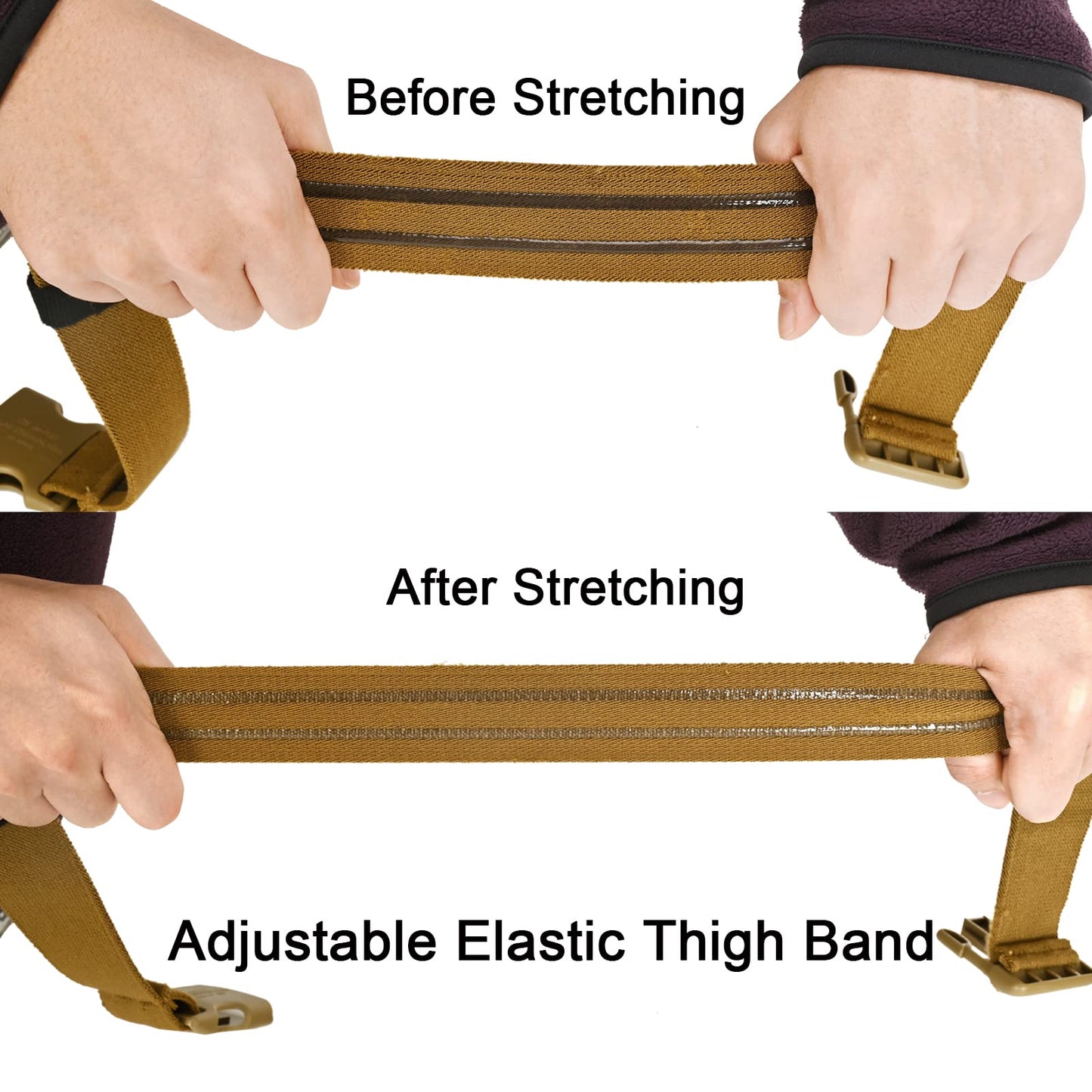 Tactical Thigh Strap for Holster Thigh Belt Elastic Leg Hanger Band with Quick Release Buckle for Games Hunting (Tan)