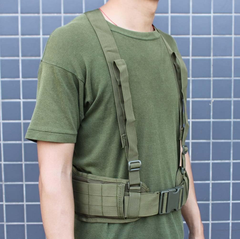 FAMI Tactical Battle Combat Airsoft Padded Equipment Molle Waist Belt with Adjustable Suspenders Free Straps