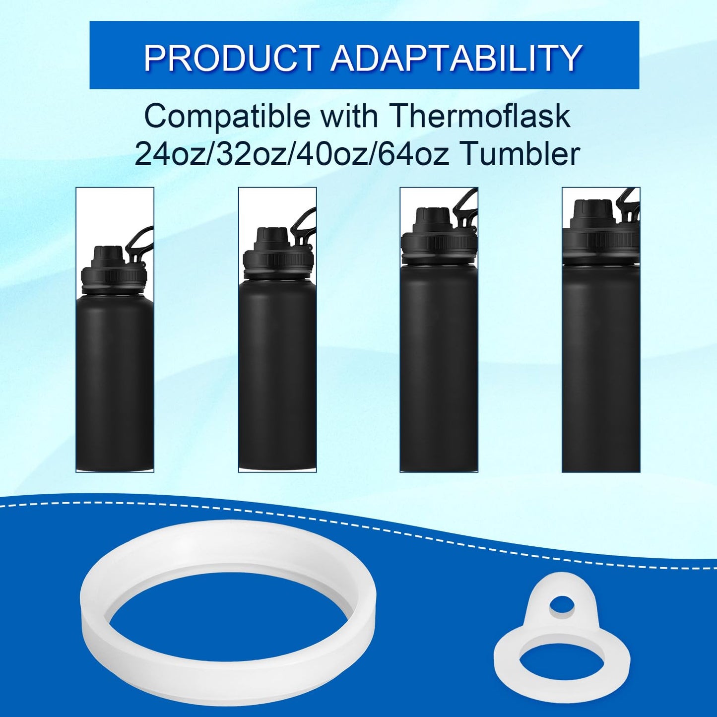 13pcs Water Bottle Lid Replacement for Thermoflask 24/32/40/64oz, Straw Gasket Replacement Accessories & Tweezers Silicone O Ring Rubber Seal Washer Part Compatible with Thermoflask Chug Spout Lid