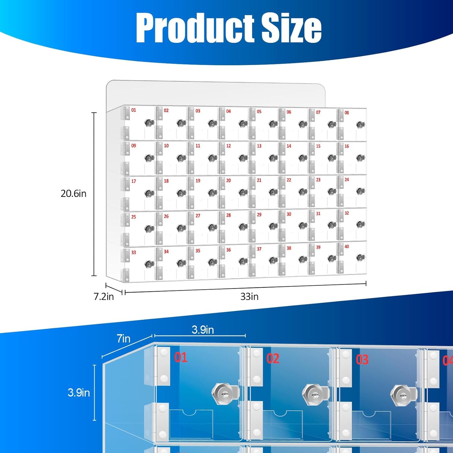 Cell Phone Locker, 100 Slots Clear Acrylic Phone Storage Box, Secure Wall Mounted Cell Phone Cabinet with Keys, Ideal for Workplace, Classroom, Fitness Center, Organized Cell Phone Storage