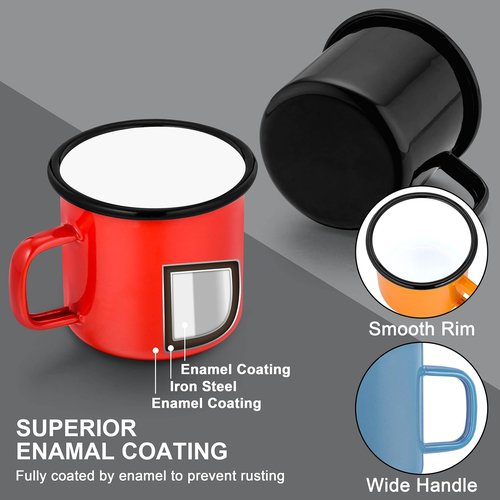 Joyfair 12oz Camping Enamel Mug Set (6Pcs), Portable Camp Cups for Outdoor Picnic Backpacking Travel & Home Breakfast Drinking, Ideal Gift on Christmas Thanksgiving Birthday (Multi)