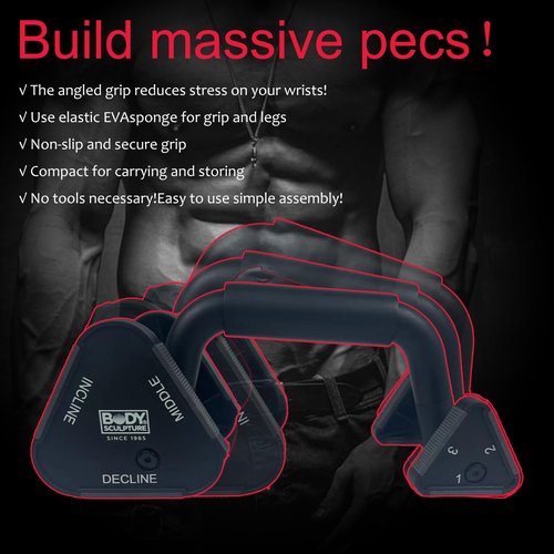 Body Sculpture Adjustable Push up bars strength training with foam grip & non-slip handling.The leg height is adjustable Push Up Stands for Men & Women