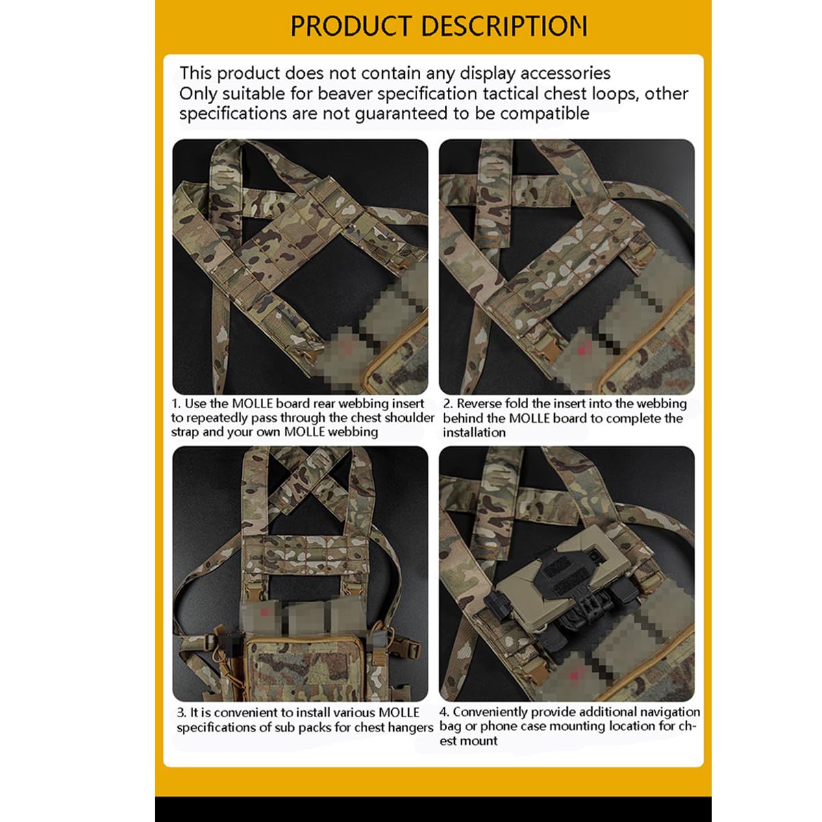 AZB Tactical Micro Front Panel for D3CRM MK4 Vest Chest Rig, Tactical Phone EUD Bridge MOLLE Panel, Chest Rig Expansion