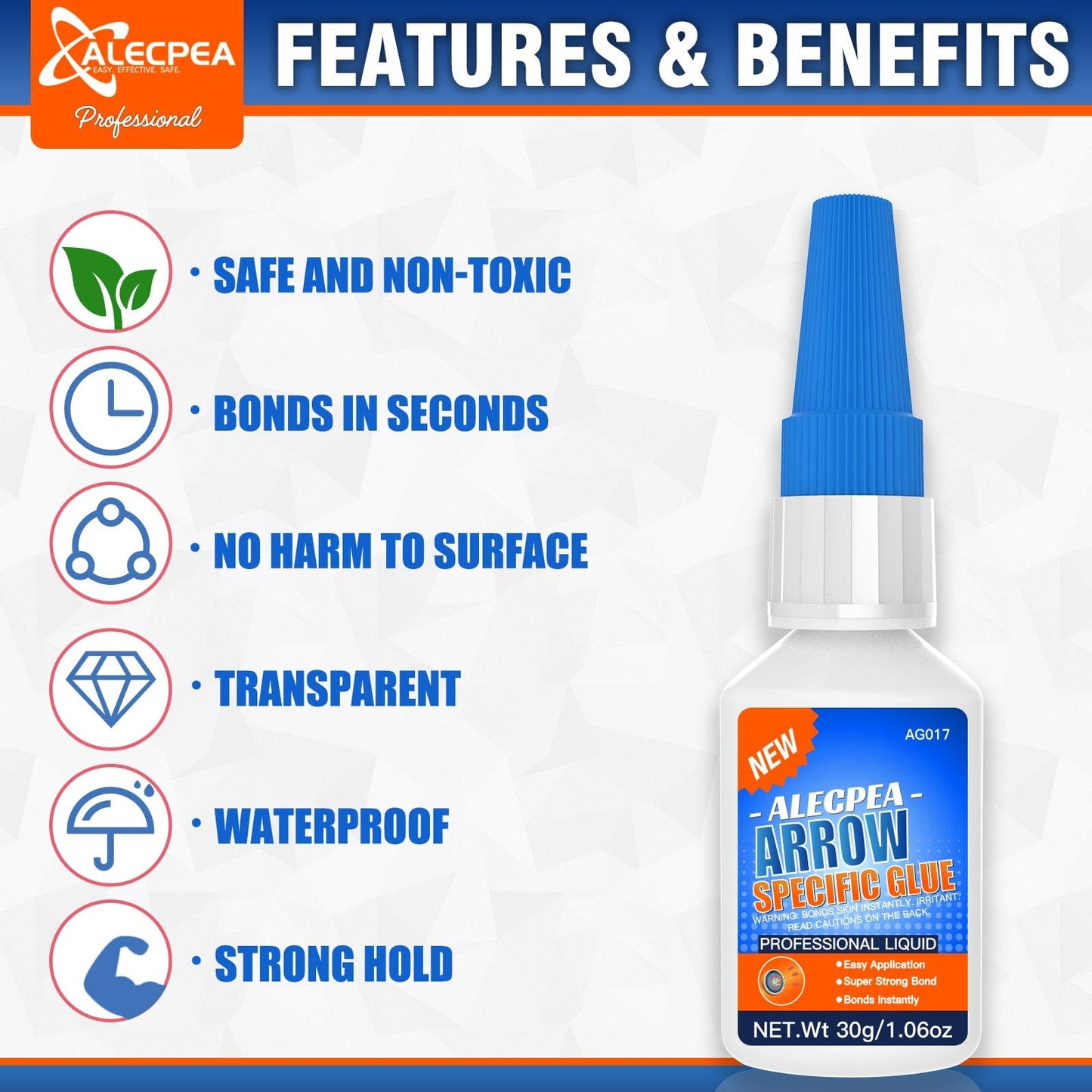 30g Instant Arrow Fletching Glue, Fast-Curing Clear Adhesive for Vanes, Feathers, and Inserts, Perfect for Aluminum, Carbon, and Wood Shafts, Ideal Archery Accessory