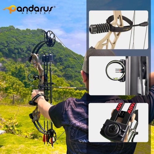 PANDARUS Compound Bow Package for Adults and Teens,19-70 Lbs Draw Weight Adjustable,19"-30" Draw Length,Limbs Made in USA,Archery Bow and Arrow Set,up to 320 fps, Let Off 75%2024 New(BLACKPRO)