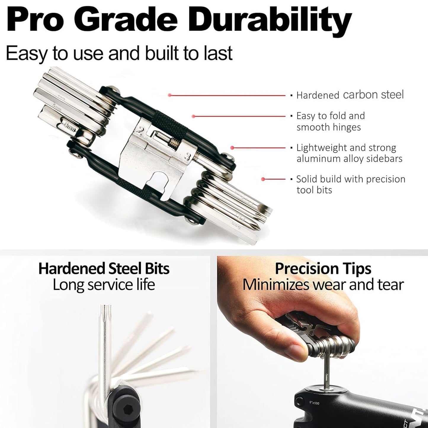 17 in 1 Bike Multi Tool Kit with Chain Breaker Ergonomic And Lightweight MTB Bike Repair Kit Motorcycle Accessories Stainless Steel