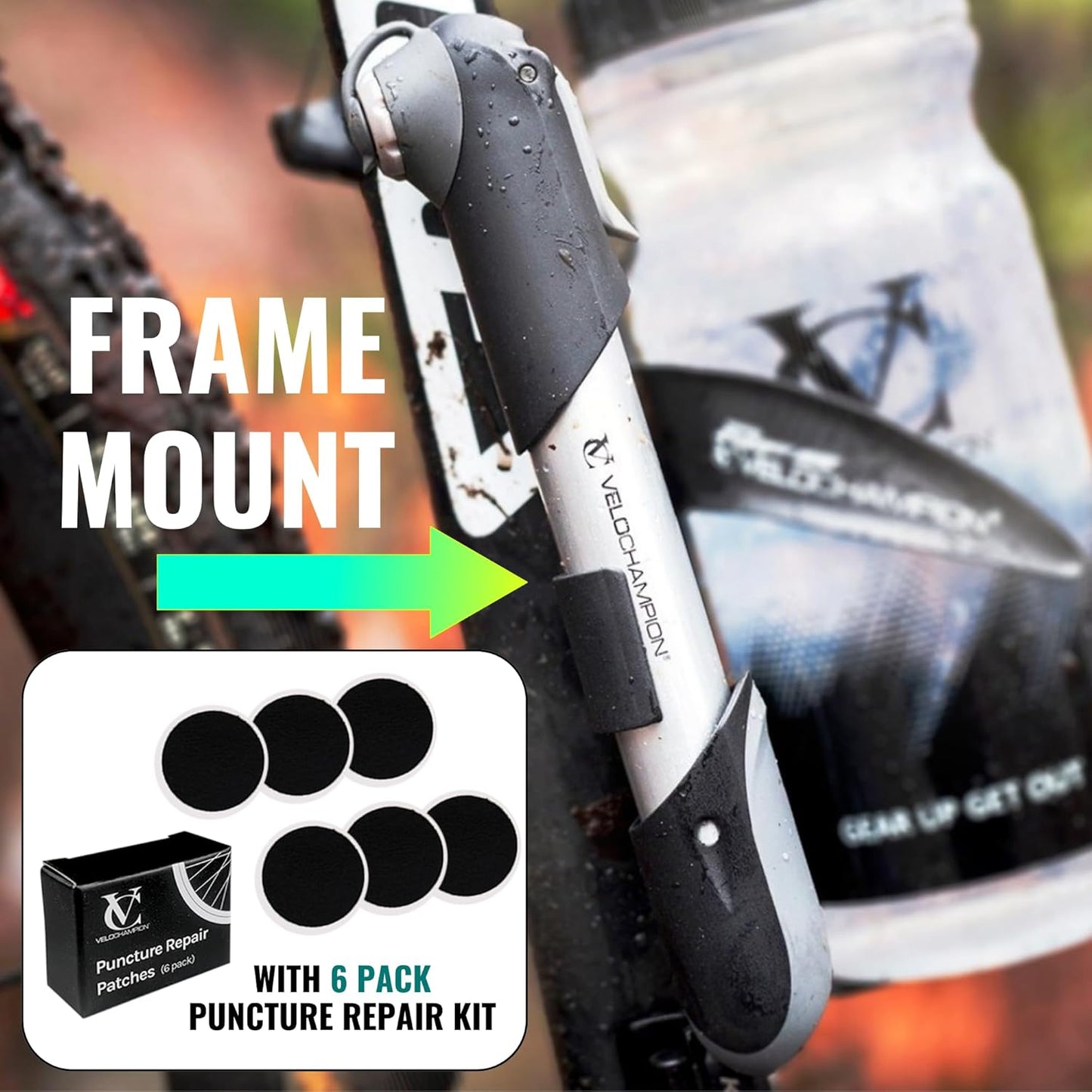 VeloChampion Alloy Mini Bike Pump Suitable for Presta, Schrader and Dunlop - Portable, Compact, Durable and Easy to Use