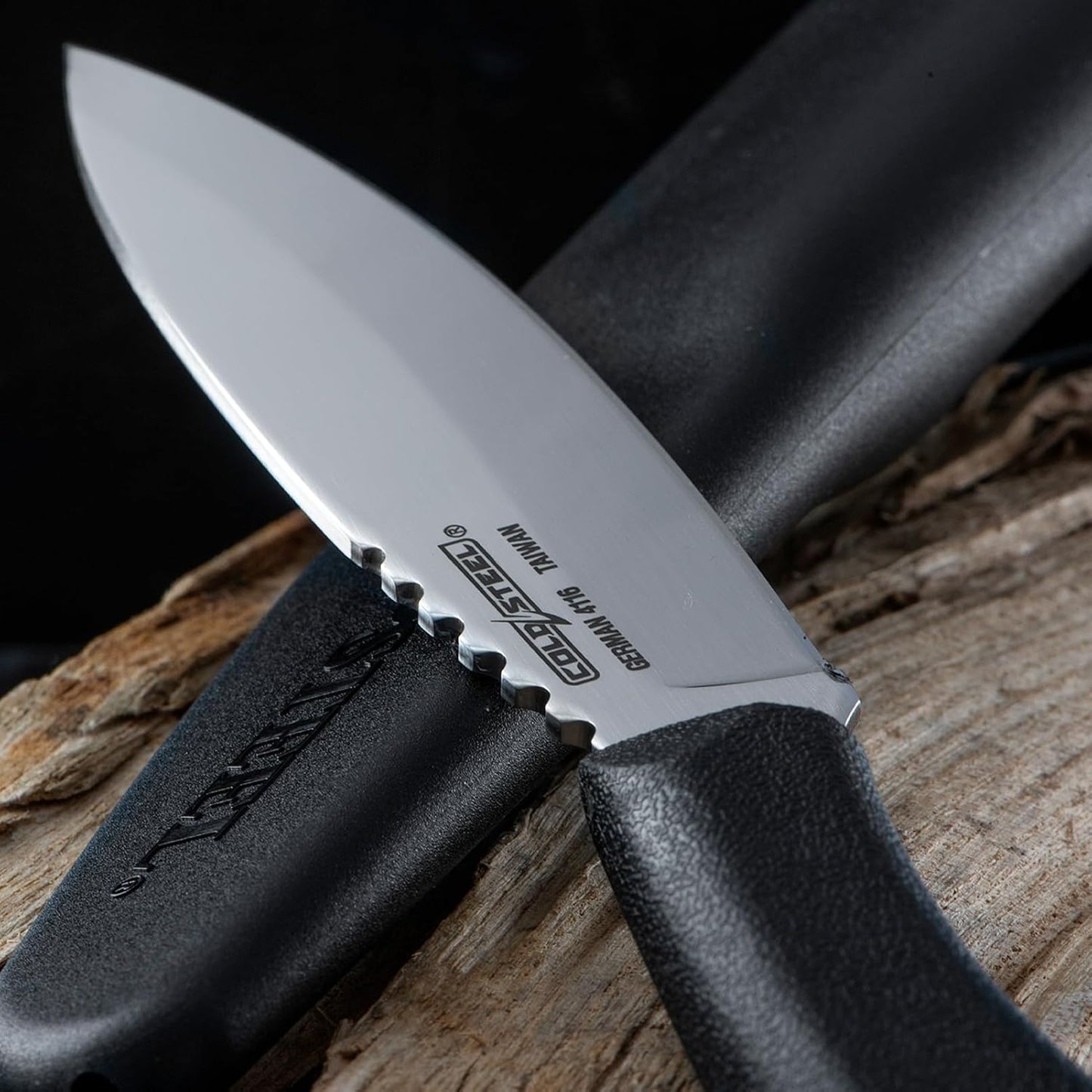 Cold Steel Canadian Belt 4" German 4116 Stainless Steel Fixed Blade Drop Point Outdoor Hunting Utility Knife, 4.5" High Impact Polypropylene Handle, Durable Secure-Ex Sheath Included