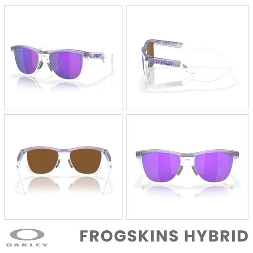 OAKLEY Frogskins Hybrid OO9289 928901 55MM Matte lilac/prizm clear/Prizm Violet Round Sunglasses for Men for Women+ Bundle Accessory Leash Kit, Microfiber Pouch