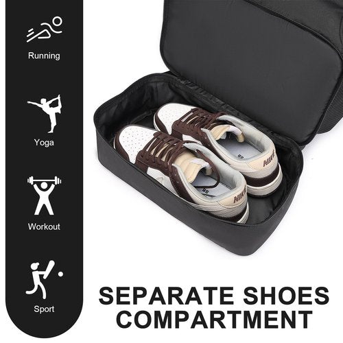 seyfocnia Gym Backpack for Men, Waterproof Sports Backpacks With Shoe Compartment Lightweight Workout Trainning Back Pack Casual Travel Daypack-Black