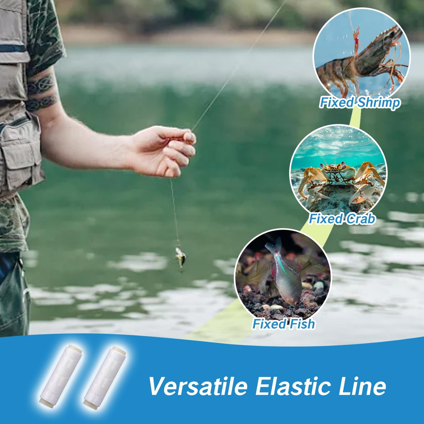 BRBASAP 2Pcs Magic Thread for Fishing 0.2 mm Elastic Invisible Bait Line 656 Feet Per Spool with Clear Storage Case Perfect for Wrapping Threading and Fishing Twine Holder