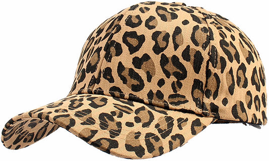 Khaki Leopard Baseball Cap for Women Men Adjustable Stylish Unconstructed Plain Cap Sports Hat