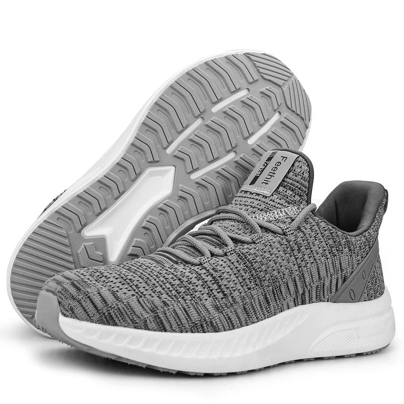 Feethit Mens Slip On Walking Shoes Blade Tennis Shoes Non Slip Running Shoes Lightweight Workout Shoes Breathable Mesh Fashion Sneakers Light Grey Size 10.5