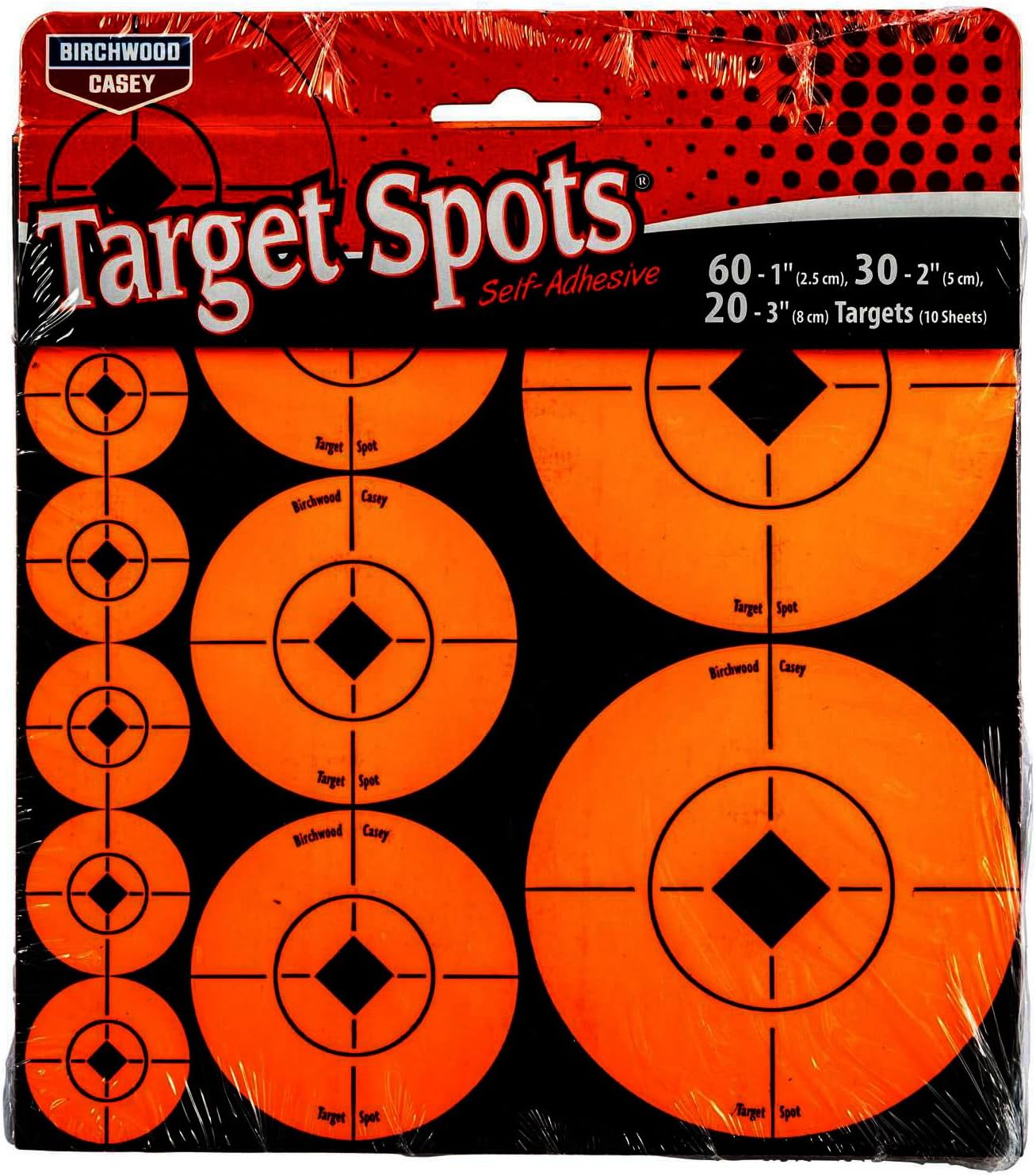 Birchwood Casey Target Spots Orange/Green Assorted Size High-Contrast Self-Adhesive Paper Shooting Targets for Gun Practice
