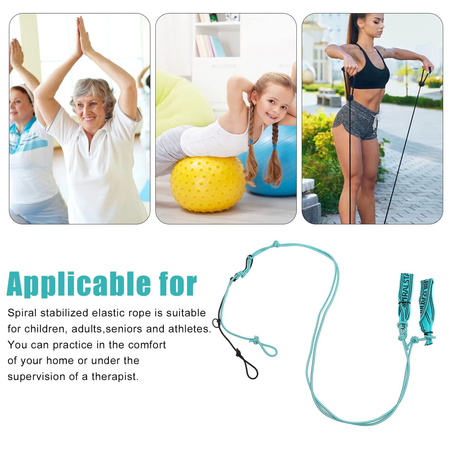 Stretch Strap Intermediate, Stretch Strap 0.2in Intermediate Muscle Spiral Stabilization Training Sport Stretches Rope Neck Sport Stretches Rope Yoga Stretching Strap for Pilates, Dance, Gymnastics