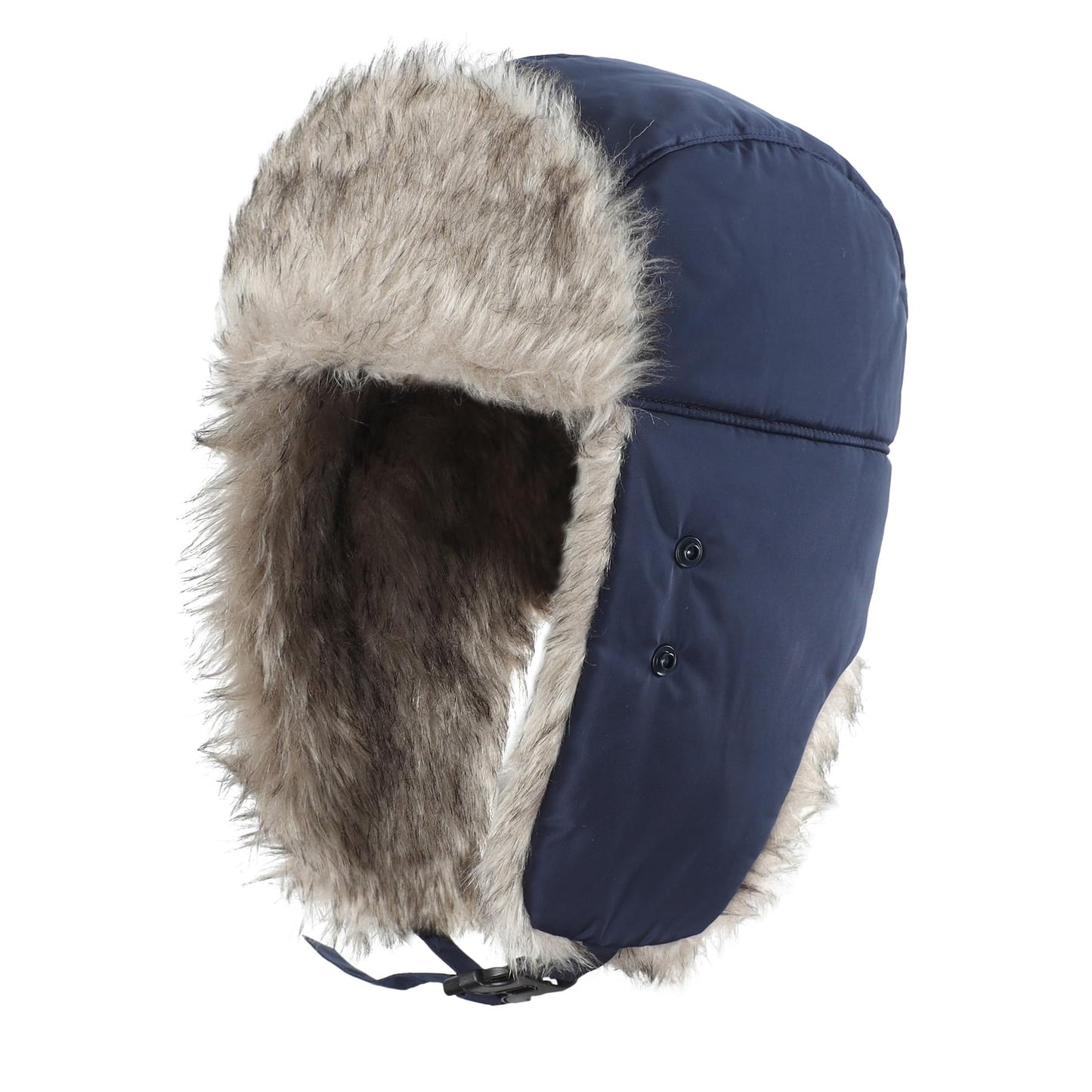 Home Prefer Mens Faux Fur Trooper Trapper Hat with Face Mask Waterproof Cold Weather Winter Hat Fishing Hunting Trapper Hat for Men Women Navy Blue