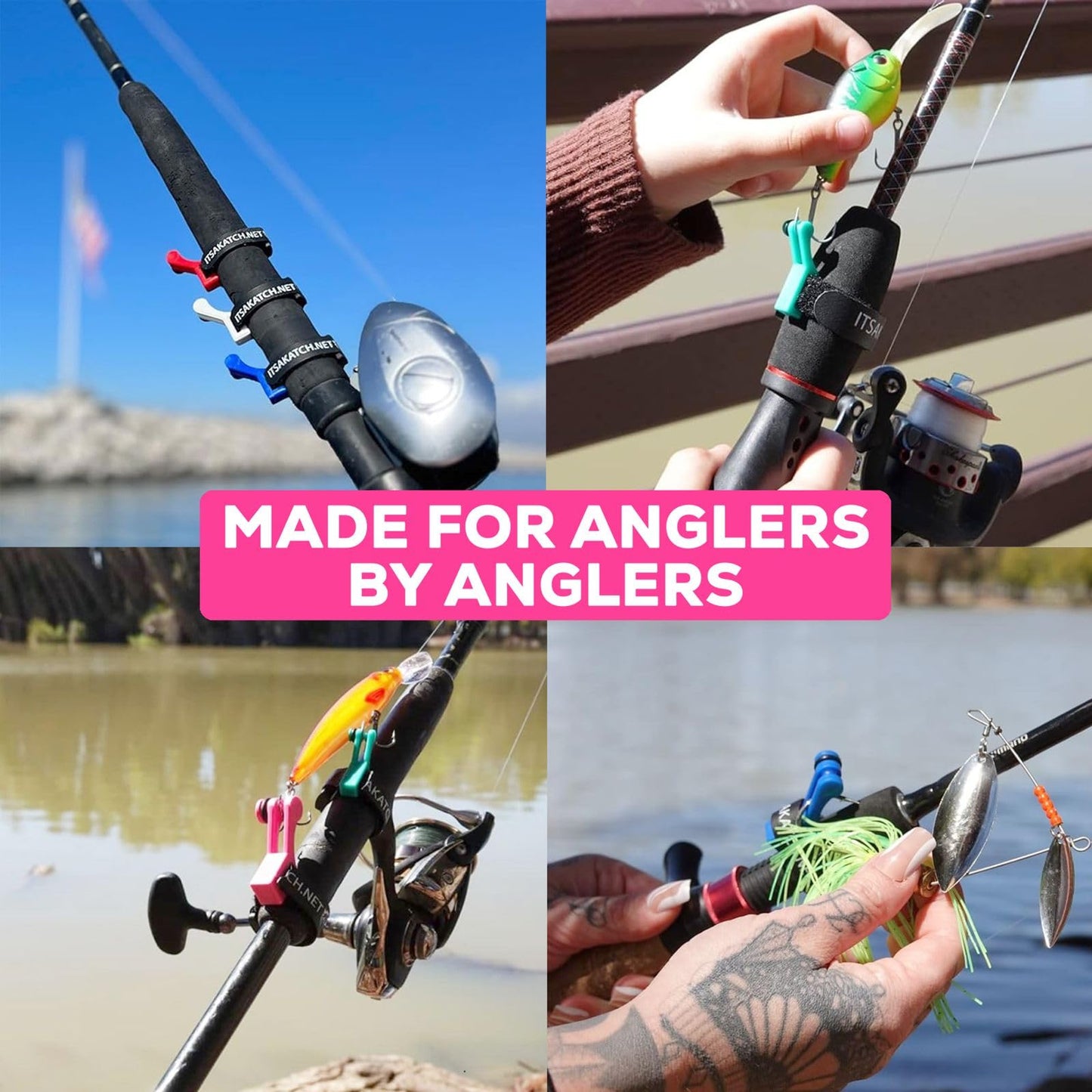 KATCH Hook Keeper for Fishing Rod: Regular & Mini Sizes - Secure Lure & Accessory Holder (Blue, Regular)