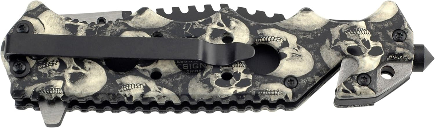 TAC Force TF-809 Series Spring Assist Folding Knife, Two-Tone Blade, 4.5-Inch Closed