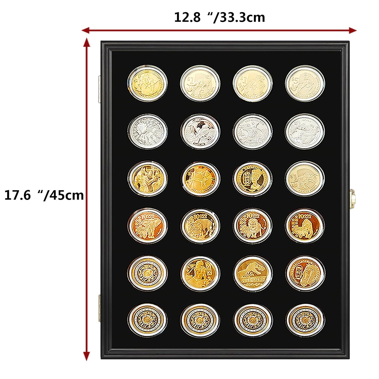 24 Casino Chip Coin Display Case,Challenge Coin Display,Challenge Coin Holder,Challenge Coin Display, Mility Coin Holder Display,Chips Holder Wall Rack 98% UV Lockable,Solid Wood Frame,Glass Door.