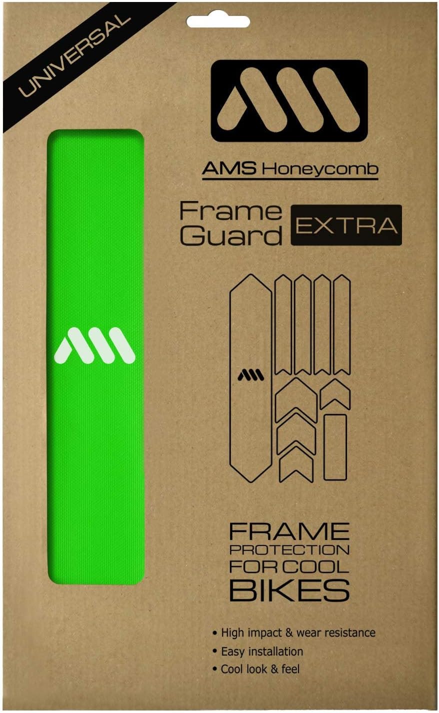 All Mountain Style Bike Frame Protector Extra - Universal Fit, 10-Piece Set for Down Tube, Chainstay, Cable Wear, High-Impact Honeycomb PVC