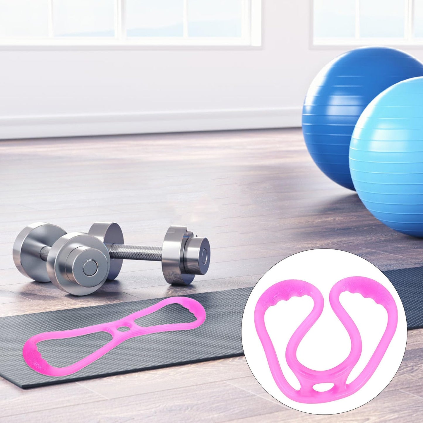 Kisangel Silicone Yoga Tension Band, Figure 8-Shaped Elastic Pull Rope, Multifunctional Resistance Bands for Fitness, Chest, Arm, Shoulder Stretch, Portable and Compact, Pink