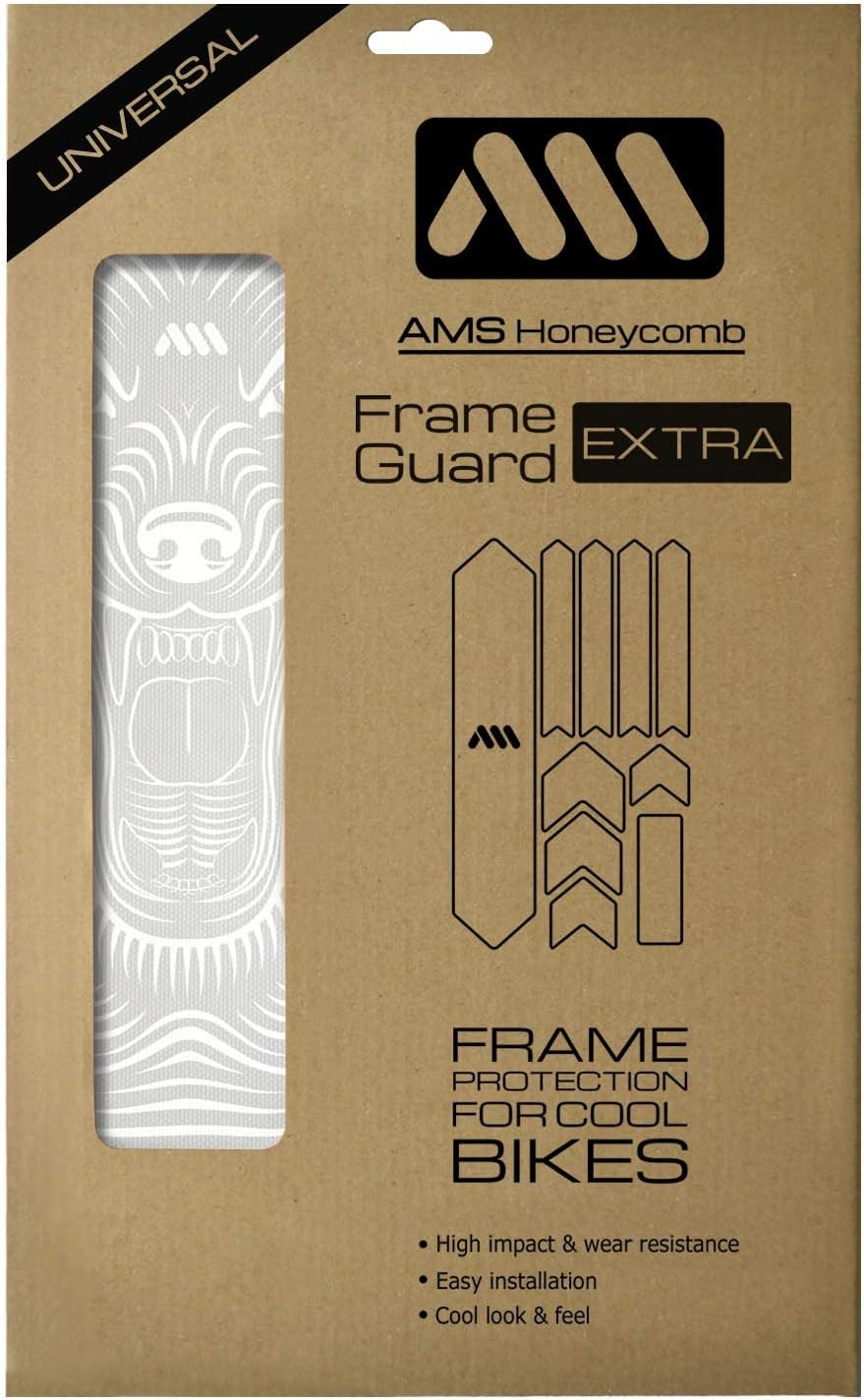 All Mountain Style Bike Frame Protector Extra - Universal Fit, 10-Piece Set for Down Tube, Chainstay, Cable Wear, High-Impact Honeycomb PVC