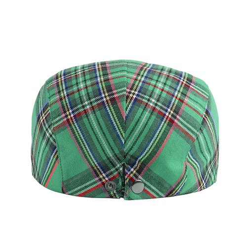 meioro Men's Striped Plaid Newsboy Hat Adjustable Colorful Flat Cap Gatsby Cabbie Driving Hats for Men Women(Flat, Green)