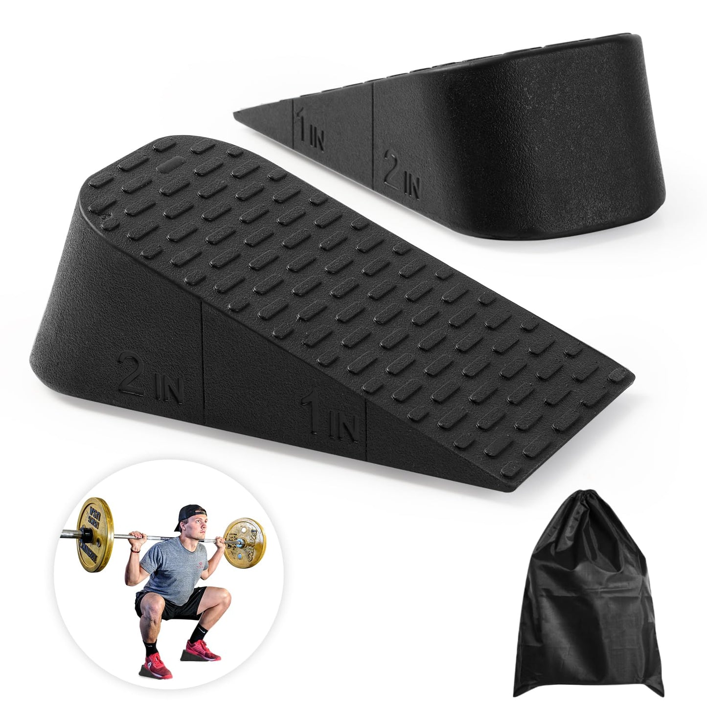 Squat Wedge Elevated Squats Block: Portable Knees Over Toes Ergonomic Equipment Calf Raise Exercise Platform for Full Range of Motion Improve Strength Stability and Mobility