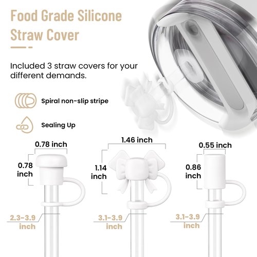 Gracenal Spill Stoppers Set for Stanley Cup Accessories 8PCS with Gift Box, 3 Silicone Straw Cover Caps, 4 Leak Stoppers, 1 Boot for Stanley Accessories 40oz 30oz Tumbler