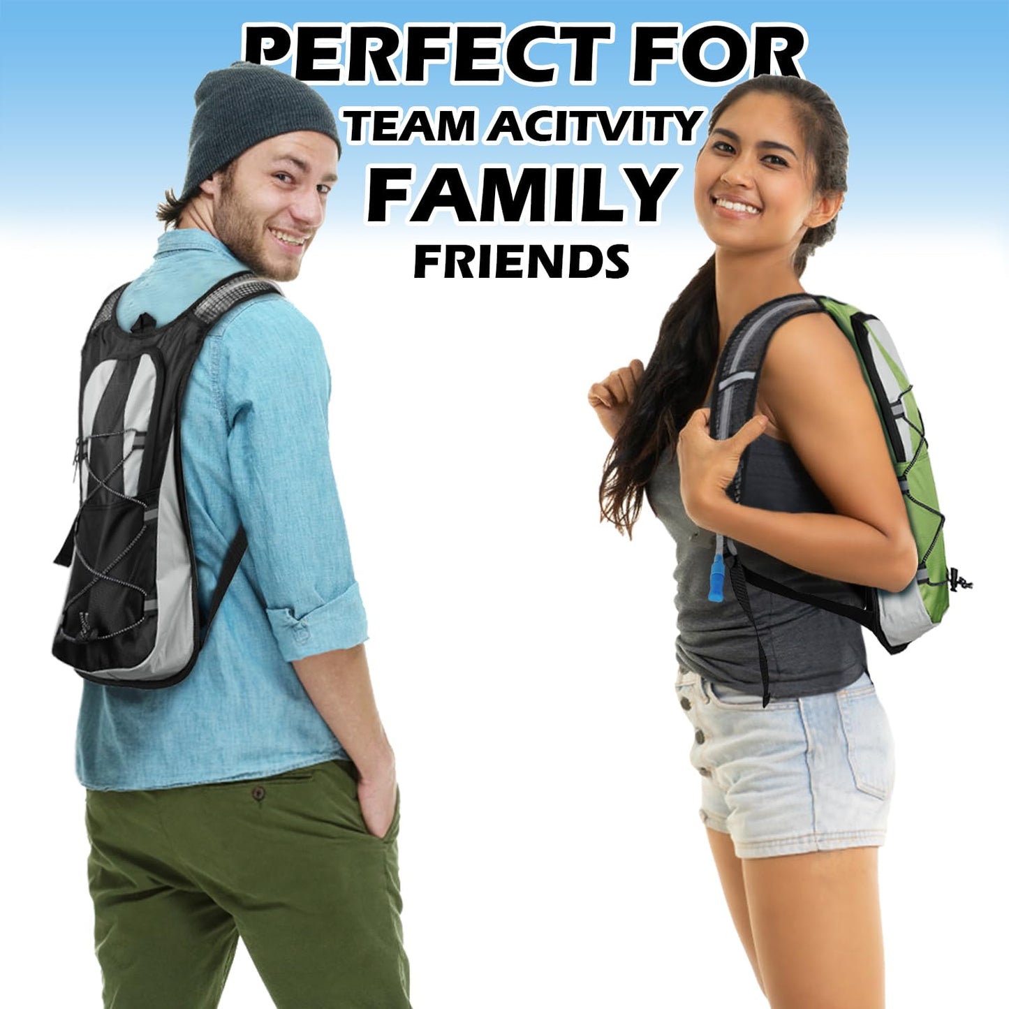 Hydration Pack Backpack, Insulated Water Backpack with 2L Bladder, Suitable for Hiking, Cycling, Running, Camping, Rock Climbing and Other Outdoor Activities (Black)