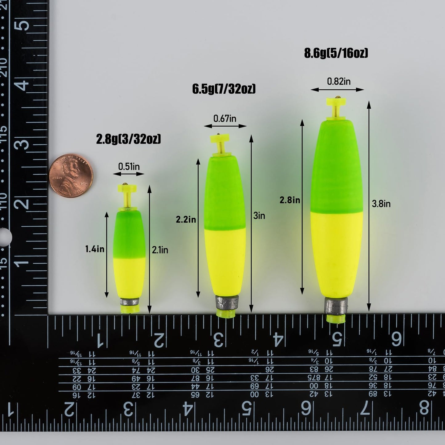 Alwonder 10-Pack Fishing Bobbers Floats, Weighted Bobbers for Fishing Cigar EVA Foam Snap-on Floats Corks Floaters Buoys for Crappie Bass Panfish Bluegills Trout S Red&Yellow