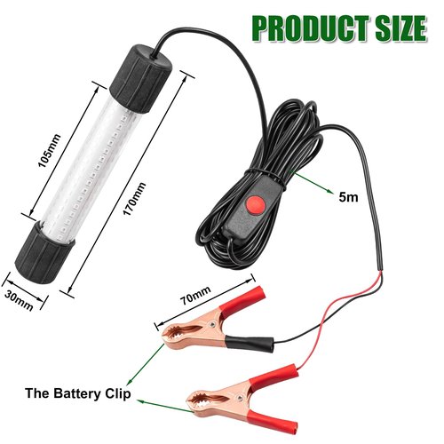 ReeMoo 12V 126 LEDs 13W Fishing Light Underwater Night Fishing Lure Finder Light Green Submersible Fishing Lights with 5M Power Cord for Pool Boat Sea Ice Fishing Attractants More Fish