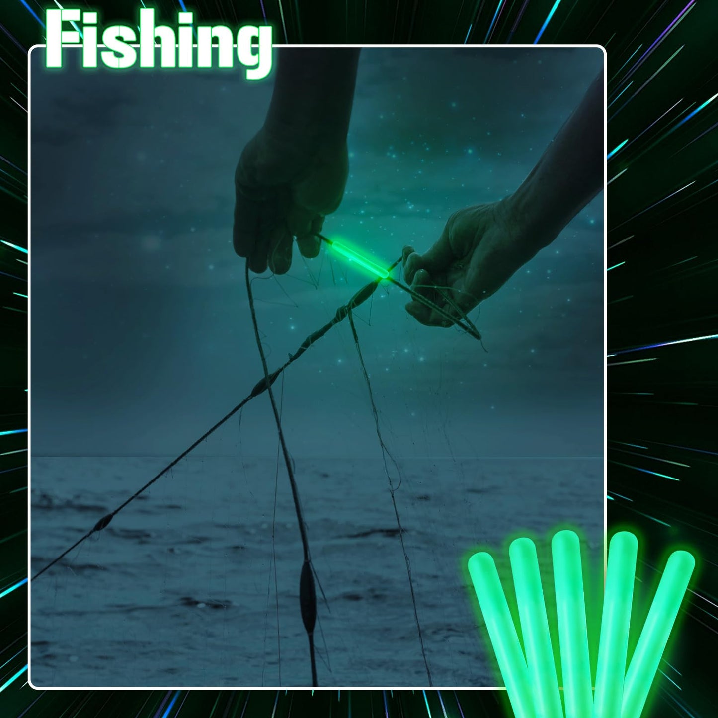 Jenaai 500 Pcs Fishing Glow Sticks Bulk for Bobbers Mini Glow Stick Rod Tip for Fishing Poles Small Glow Sticks for Night Fish Easter Eggs Easter Basket Stuffer(1.5 Inch,Green)