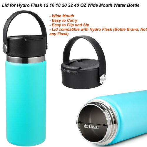 Lid for Hydro Flask Wide Mouth, Lids Compatible with Hydro Flask 12 16 18 20 32 40 oz Wide Mouth, Top Replacement Lid for Hydro Flask Travel Mug Cap (Black, 2 Pack)