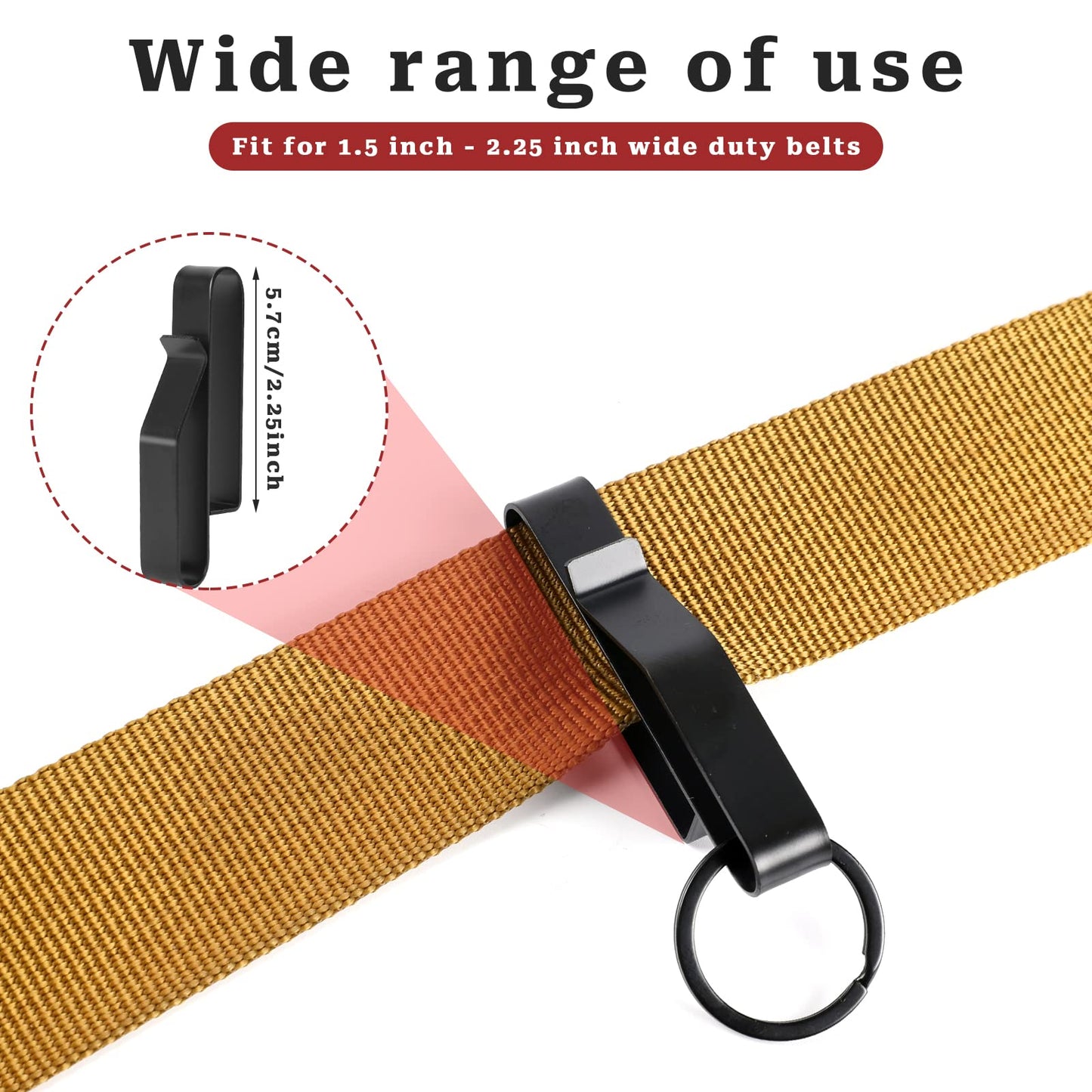 2 Pcs Duty Belt Key Holder,Tactical Key Holders with 4pcs Key Rings Stainless Steel Tactical Key Clip Quick Hook System for Police Handcuff and Fire Agencies Fits Max 2.25 Inch Belt