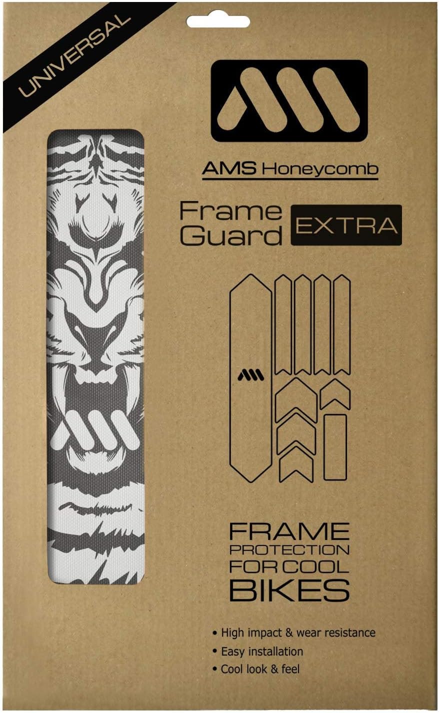 All Mountain Style Bike Frame Protector Extra - Universal Fit, 10-Piece Set for Down Tube, Chainstay, Cable Wear, High-Impact Honeycomb PVC