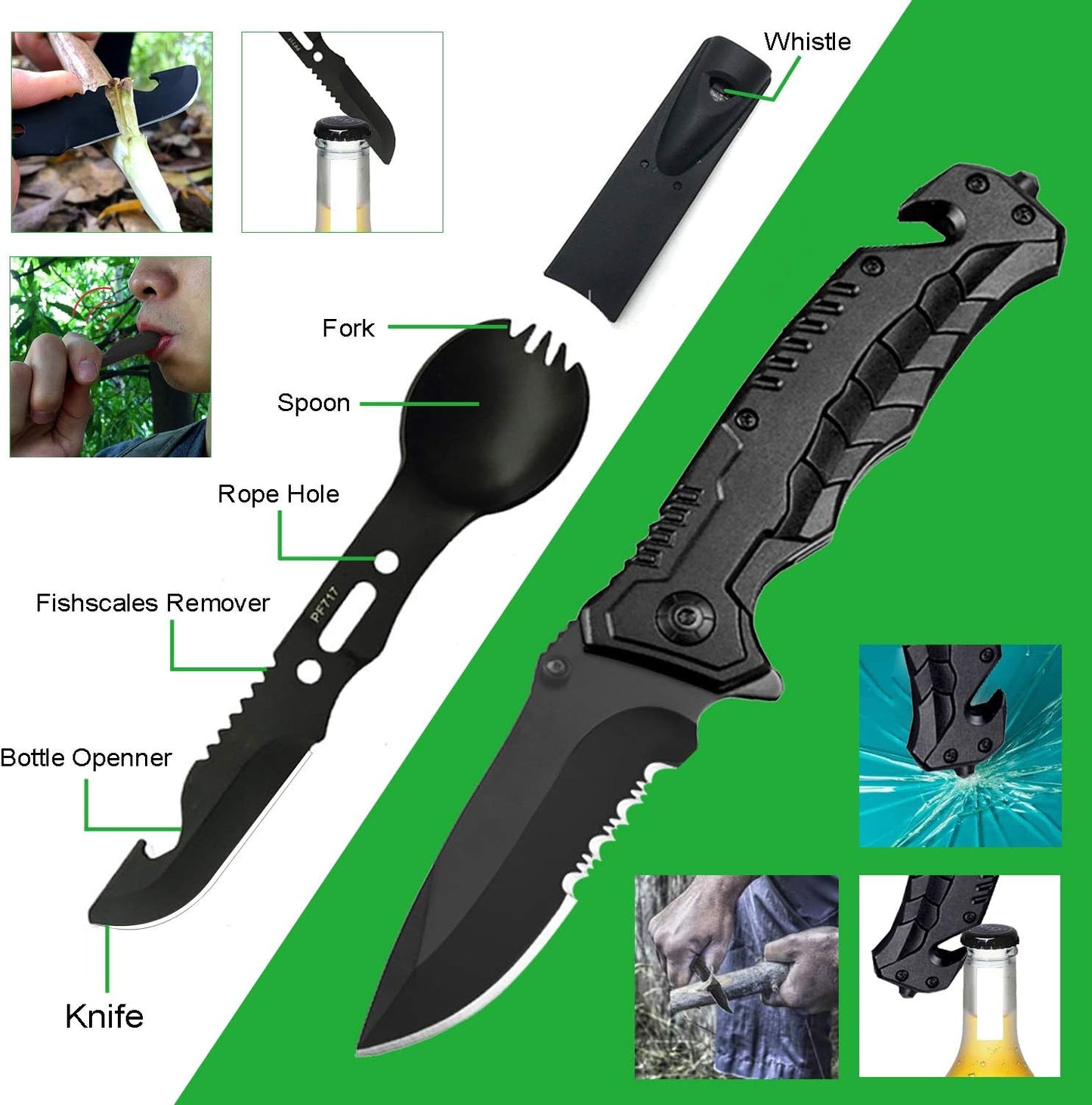 16pcs Emergency Survival Kit, Compact Survival Tactical Gear, Cool EDC Survival Tool for Cars, Camping, Hiking, Hunting, Fishing, Adventure Accessorie for Men Husband Dad Friend